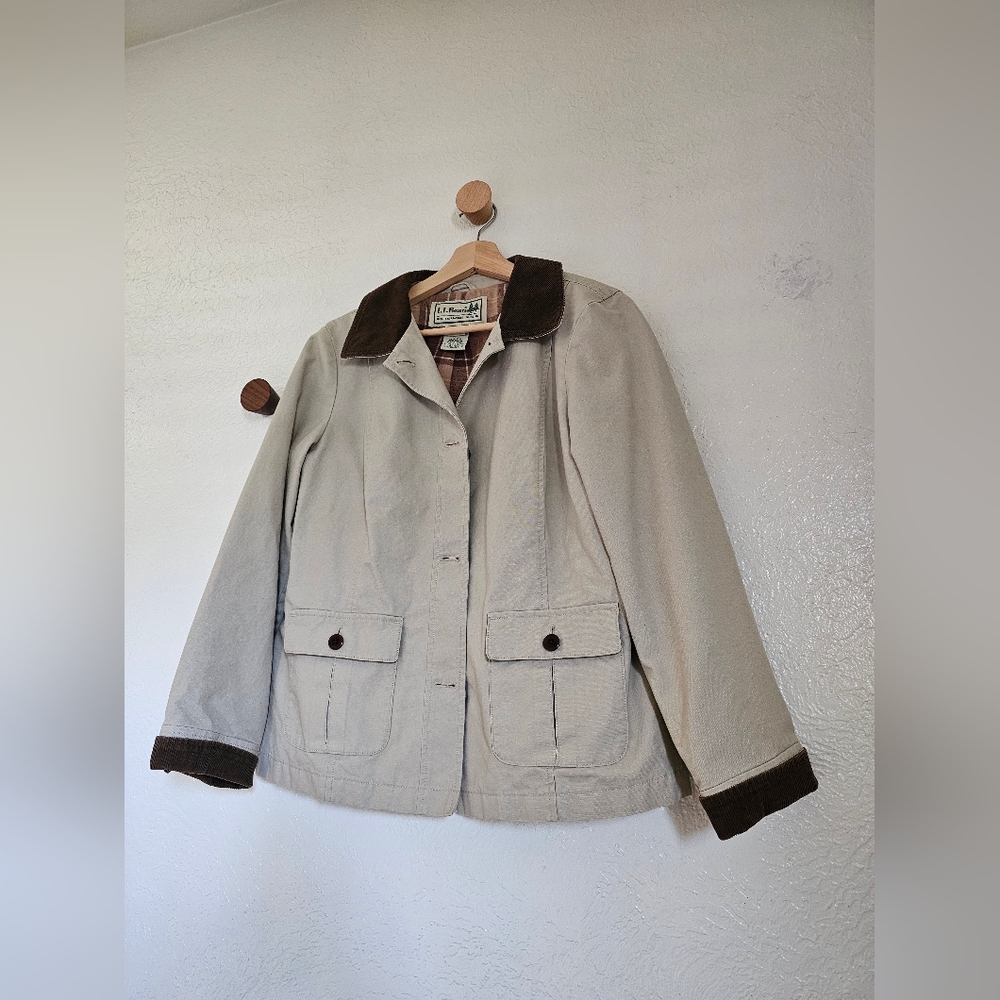 Women's Beige Corduroy Jacket with Brown Accents